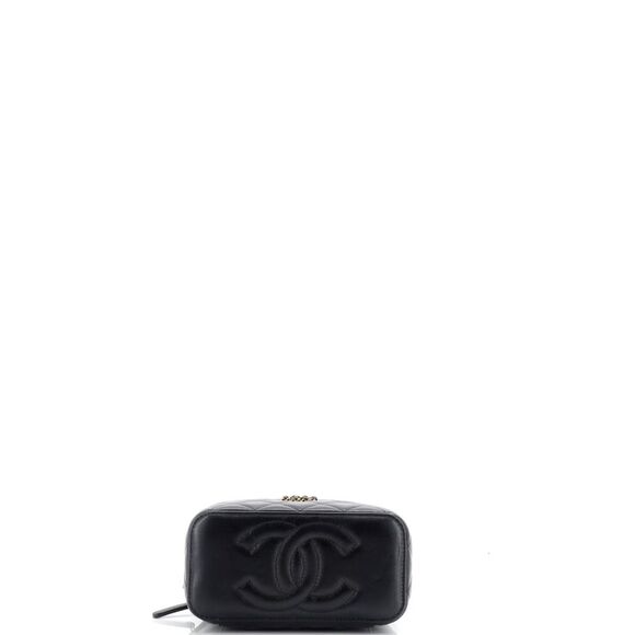 Chanel CC Woven Logo Handle Vanity Case with Chain Quilted Lambskin with Crystal - Picture 4 of 6